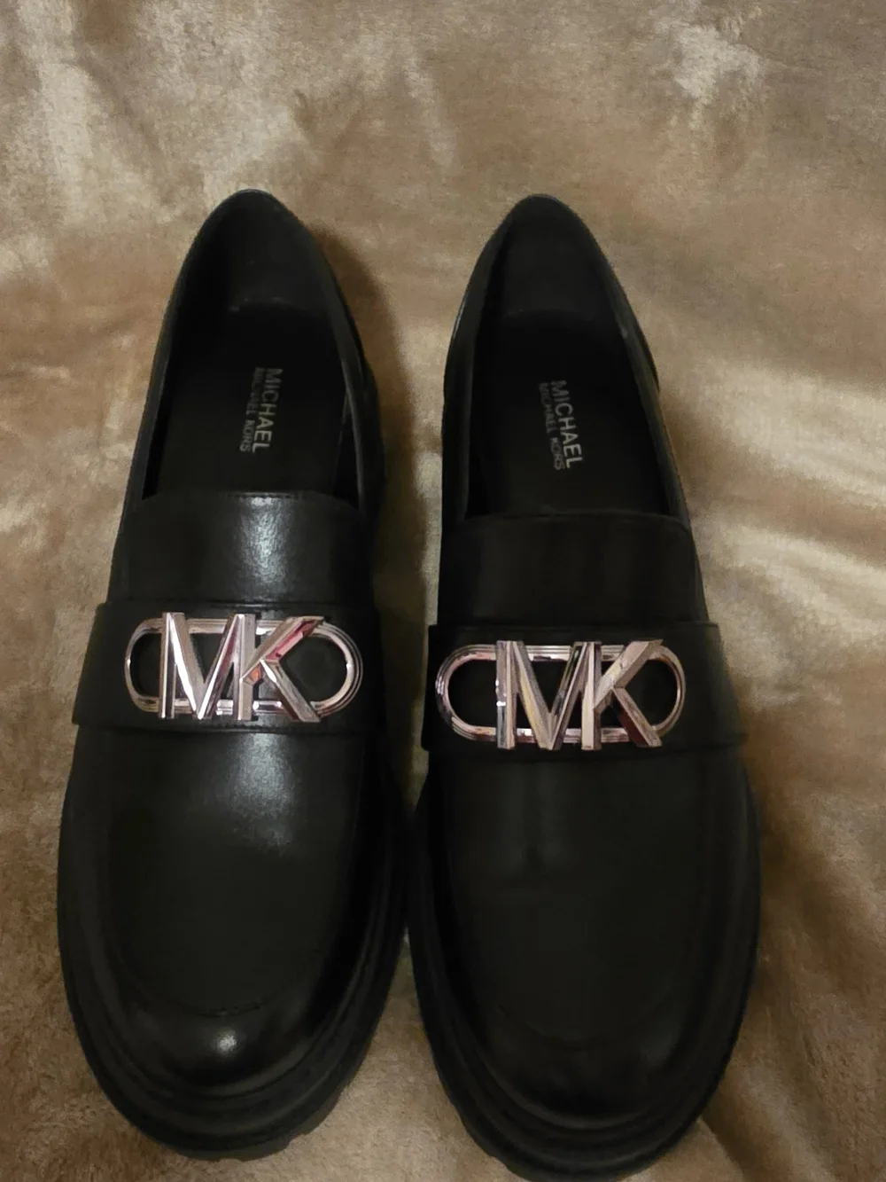 Michael Kors Black Leather Logo Loafers
